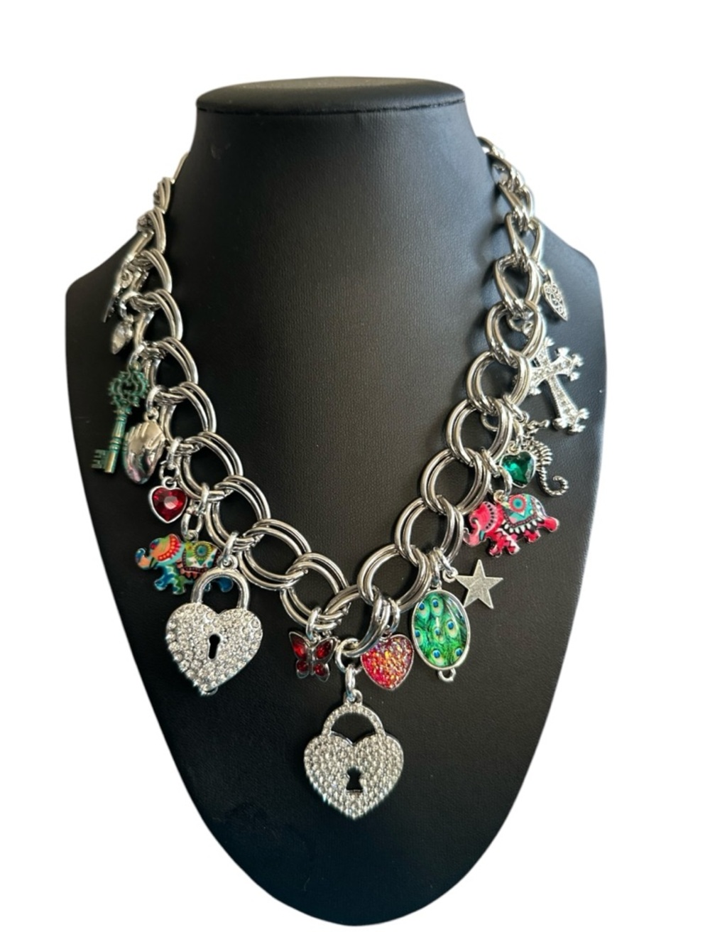 Statement Charm Necklace – 90s Retro Bead Soup Vibe - Picture 6 of 7